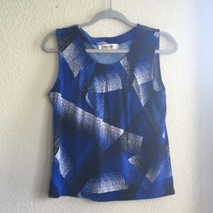 Jones Studio Blue Abstract Print Sleeveless Top